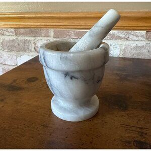 White Marble Mortar & Pestle ForKitchen Herbs & Spices Pill Crusher